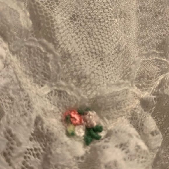 Vintage White Lace Ruffle Dress size 10 - Picture 4 of 11